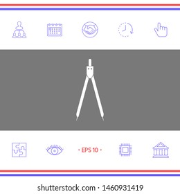 Drawing compass symbol . Graphic elements for your design