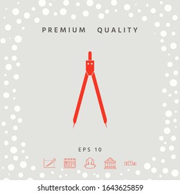 Drawing compass symbol . Graphic elements for your design