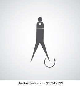 drawing compass symbol on gray background  