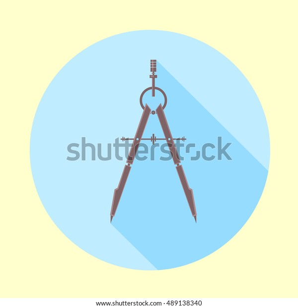 Drawing compass vector icon illustration. Flat\
style with long\
shadows.