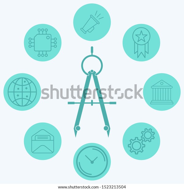 Drawing compass vector\
icon sign symbol