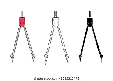 Drawing compass Vector illustration Cartoon style