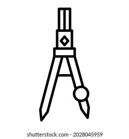 Icono De Contorno De Vector De Compass De Dibujo Aislado En Fondo Blanco
