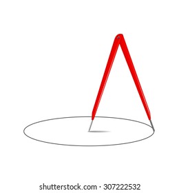Drawing compass in vintage design and circle 