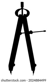 Drawing compasses single silhouette construction tool icon for design and creativity in black on a white background