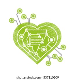 drawing computer circuit heart electronic component vector illustration eps 10