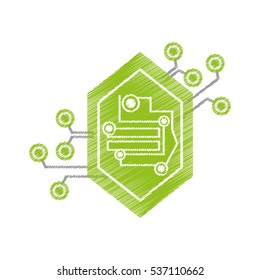 drawing computer circuit hexagon electronic component vector illustration eps 10