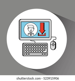 drawing computer pc photo download vector illustration eps 10