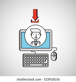 drawing computer pc photo download vector illustration eps 10