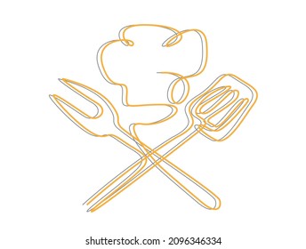 drawing concept design with kitchen tools and chef hat