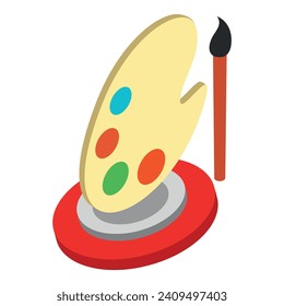 Drawing concept icon isometric vector. Colorful paint palette with brush icon. Art, hobby, pastime