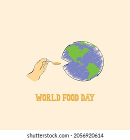 Drawing concept of World Food Day. Vector, Illustration.