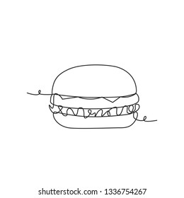 Drawing a continuous line. American hamburger