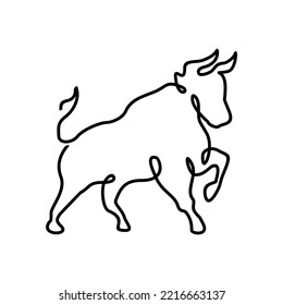 Drawing of a continuous line of bull design vector