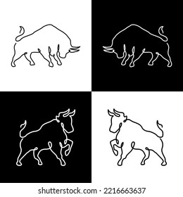 Drawing of a continuous line of bull design vector illustration