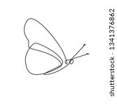 Drawing a continuous line. Butterfly on white isolated background