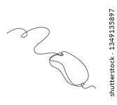 Drawing a continuous line. Computer mouse on white isolated background. Linear style