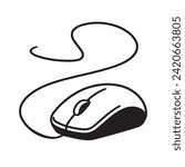 Drawing a continuous line. Computer mouse. Linear style.
