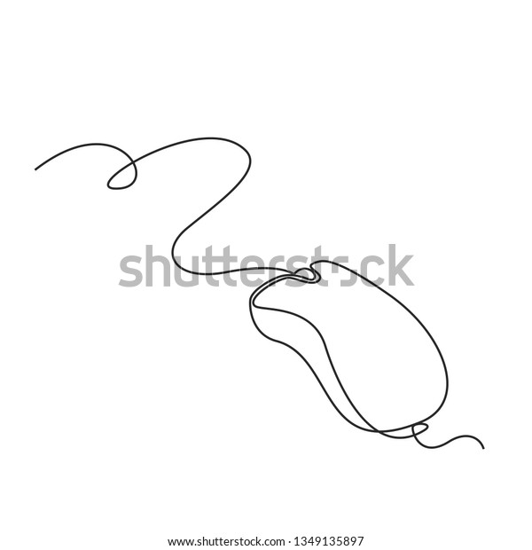 Dessin D Une Ligne Continue Souris D Ordinateur Image Vectorielle De Stock Libre De Droits