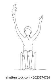 Drawing continuous line the disable woman. International sports festival for athletes with disabilities. Graphic image of a solid line sportsman. Vector illustration.