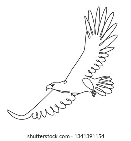 Drawing a continuous line. Eagle on white isolated background