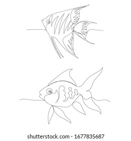  drawing with a continuous line of fish