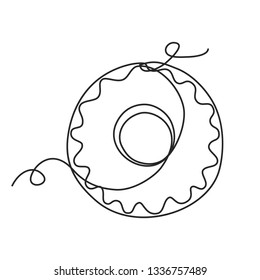 Drawing a continuous line. Glazed donut