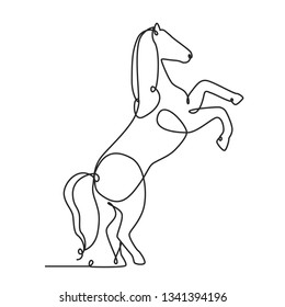 Drawing a continuous line. Horse on white isolated background