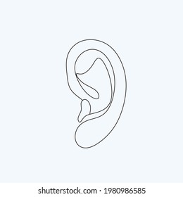 Drawing a continuous line of human ear. World deaf day simple one single line sketch. Minimalist hand drawing banner. 