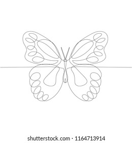 drawing from a continuous line of an isolated butterfly vector object