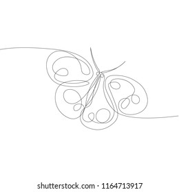 drawing from a continuous line of an isolated butterfly vector object