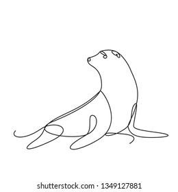 Drawing a continuous line. Seal on white isolated background. Linear style