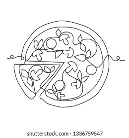 Drawing a continuous line. Slice of pizza