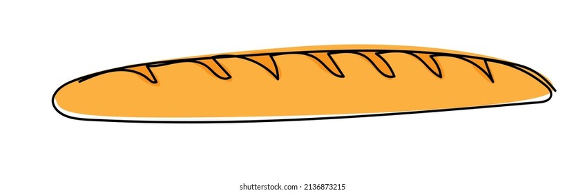 Drawing a continuous line.Baked baguette