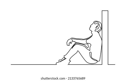 drawing continuous lines of people depressed sitting
