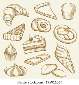 Drawing Contour of Bakery and Sweets