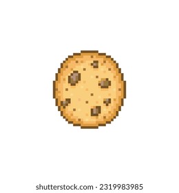 Drawing of cookie with chocolate chips, pixel art food