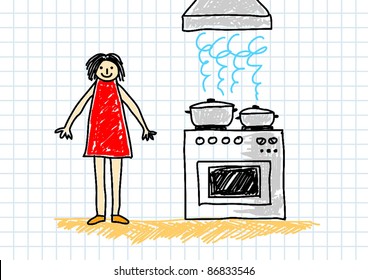 Drawing of cooking