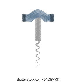 drawing corkscrew wooden handle utensils vector illustration eps 10