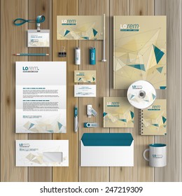 Drawing corporate identity template design with figures and schemes. Business stationery
