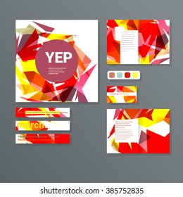 Drawing corporate identity template design with figures and schemes. Business stationery