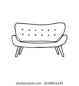A drawing of a couch with a chair