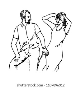drawing of coupl , a sketch of a hand-drawn, vector illustration