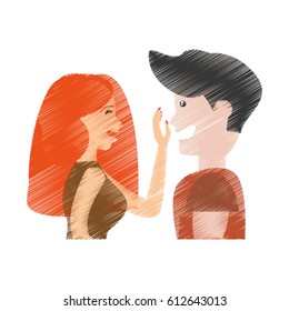 drawing couple caressing romantic