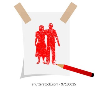 drawing couple on paper