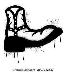 Drawing cowboy boots with black spray paint graffiti