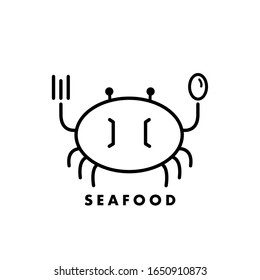 Drawing crab logo on white background.Vector illustration.
