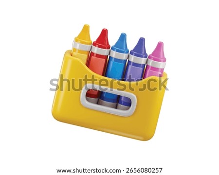 Drawing crayon box icon 3d render concept of back to school and crayons box for Drawing education icon vector illustration