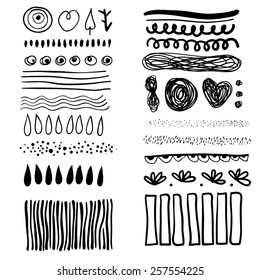 Drawing created in sketch handmade technique. Shapes on white paper. Texture background. Vector illustration design element.
