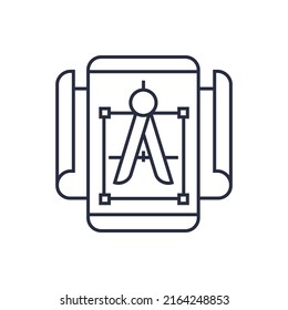 Icono de creación de dibujos en smartphone en estilo lineal moderno.